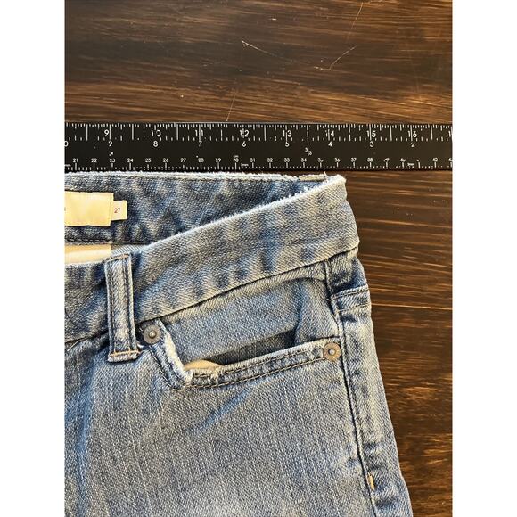 Vtg CALVIN KLEIN Womens Low Rise Denim Carpri Jeans Sz 27 Lt Wash Distressed Y2K - Picture 6 of 8